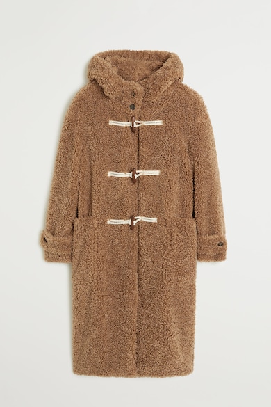 Mango Haina de blana Shearling sintetica, cu gluga Renne Femei