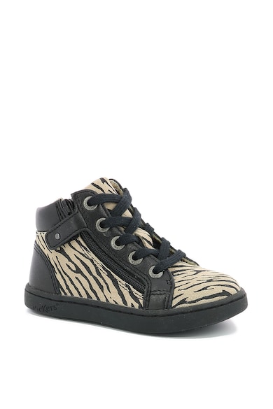 Kickers kids Tenisi de piele intoarsa si piele, cu animal print Fete