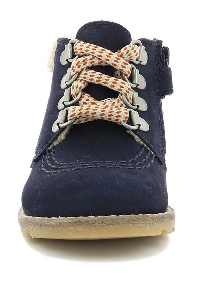 Kickers kids Bocanci de piele nabuc cu garnituri de blana shearling sintetica Nonohook Fete