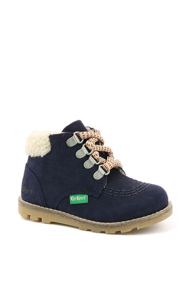 Kickers kids Bocanci de piele nabuc cu garnituri de blana shearling sintetica Nonohook Baieti