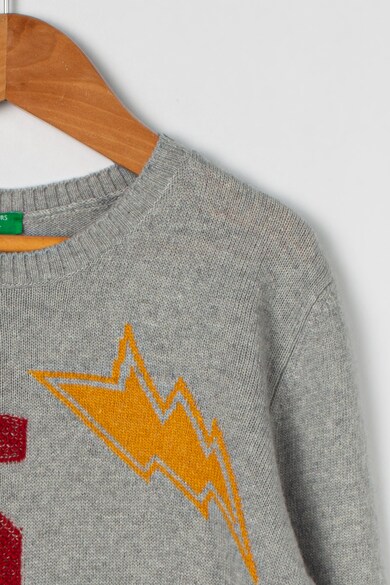 United Colors of Benetton Pulover din amestec de lana cu model text Baieti