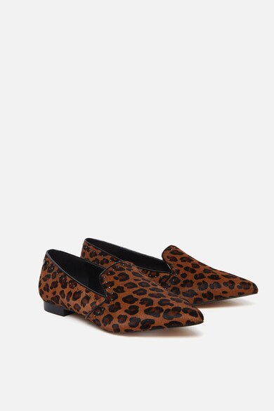 Motivi Pantofi loafer din piele cu par scurt, cu model animal print Femei