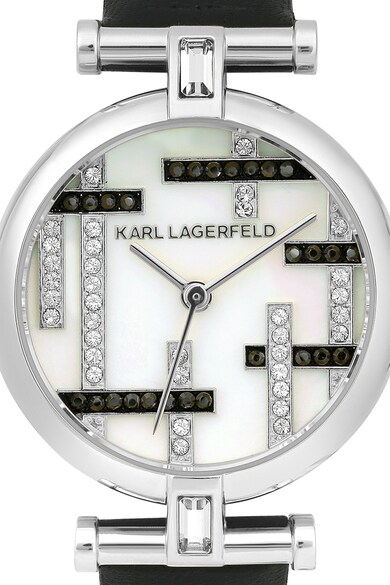 Karl Lagerfeld Овален часовник с кожена каишка Жени