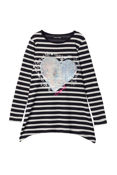 DESIGUAL Bluza cu model in dungi si paiete reversibile Fete