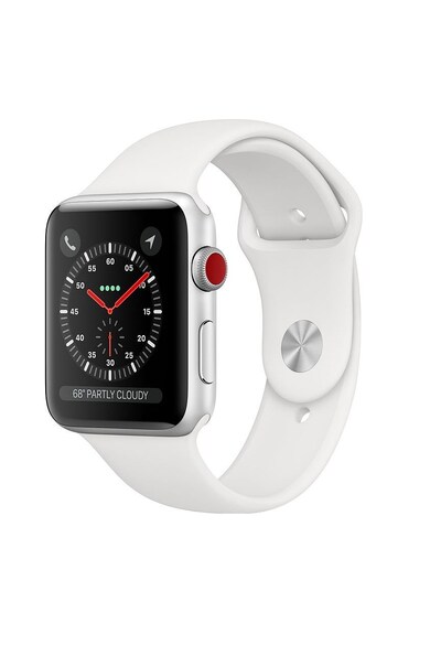 Apple Watch 3, GPS, Cellular, Carcasa Silver Aluminium 38mm, White Sport Band Femei