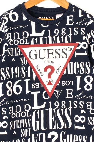 GUESS JEANS Bluza sport cu imprimeu logo si terminatii striate Baieti