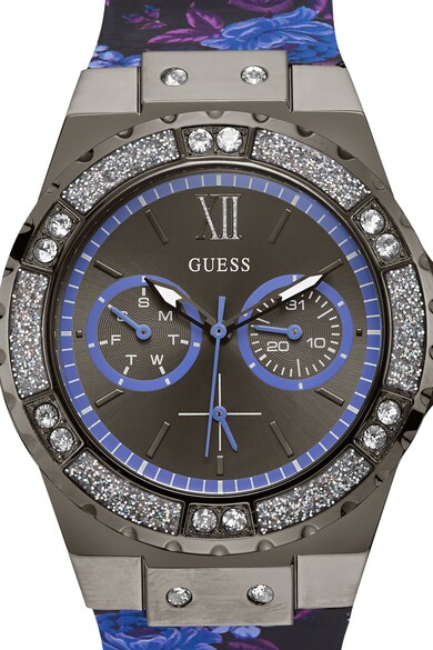 GUESS Ceas din otel inoxidabil cu bratara cu model floral Femei