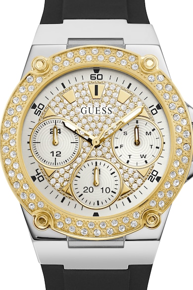 GUESS Ceas analog cu functii multiple, decorat cu cristale Femei