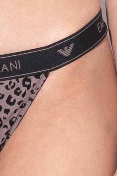 Emporio Armani Underwear Chiloti tanga cu model in dungi si banda elastica cu logo Femei
