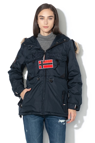 Geographical Norway Bantouna bélelt télikabát kapucnival levehető műszőrme szegéllyel női