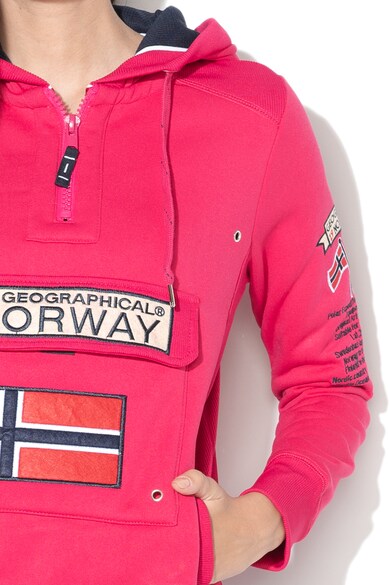 Geographical Norway Gymclass polárbélésű kapucnis pulóver zsebbel az elején női