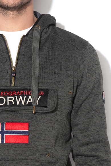 Geographical Norway Upclass kapucnis kötött pulóver foltzsebbel a mellrészén férfi