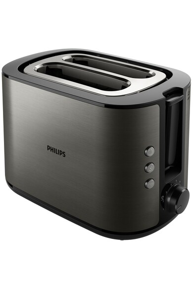 Philips Prajitor de paine  HD2650/80, 950W, incalzitor de chifle, functie dezghetare, reincalzire, tavita de firimituri detasabila, 8 setari de prajire, Negru metalizat Femei