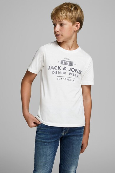 Jack & Jones Памучна тениска с лого и овално деколте Момчета