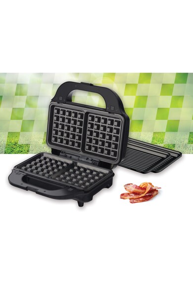 Heinner Sandwich maker  , 900 W, placi XL, 2 placi detasabile antiadezive: waffle, grill, Negru/Rosu Femei