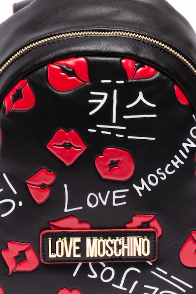 Love Moschino Kis műbőr hátizsák felirattal és csókmintával női