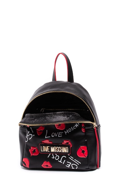 Love Moschino Kis műbőr hátizsák felirattal és csókmintával női