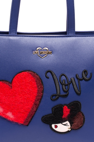Love Moschino Shopper fazonú műbőr táska mintás részletekkel női