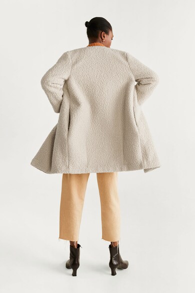 Mango Palton de blana shearling sintetica, cu croiala dreapta Bora Femei