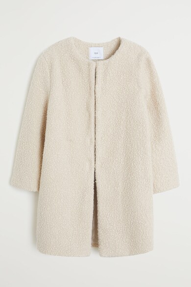 Mango Palton de blana shearling sintetica, cu croiala dreapta Bora Femei