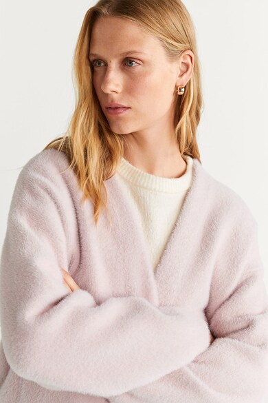 Mango Cardigan fara inchidere, cu buzunare aplicate Blush Femei