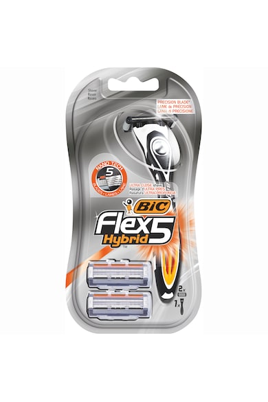 Bic Aparat de Ras Hybrid pentru barbati  Flex 5, 5 lame, pachet standard, 1 maner + 2 rezerve Barbati