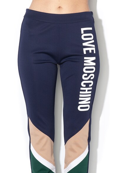 Love Moschino Pantaloni din jerseu cu model colorblock si logo Femei