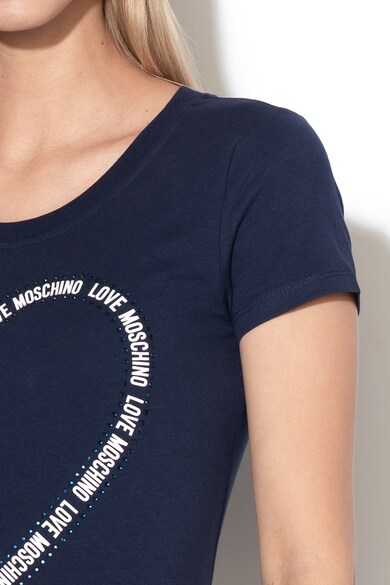 Love Moschino Tricou cu aplicatii de strasuri Femei