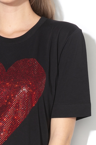 Love Moschino Póló strasszköves szív alakú rátéttel női