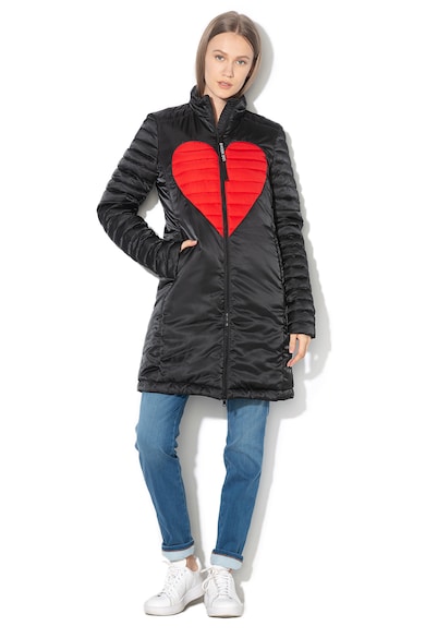 Love Moschino Hosszú télikabát szív alakú részlettel női