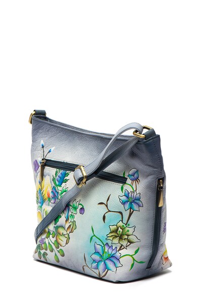 Niarvi Geanta crossbody de piele, cu model floral, pictata manual Femei