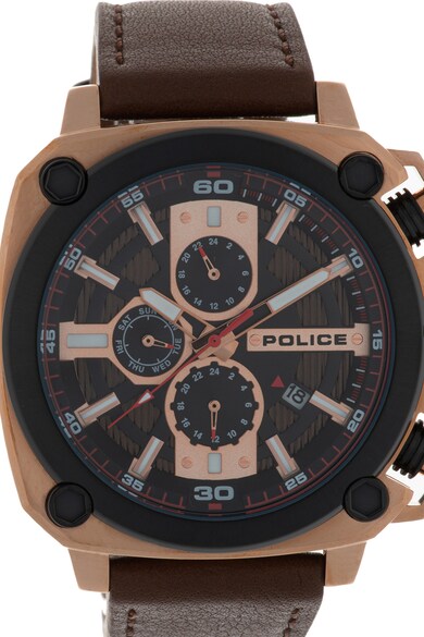 Police Мултифункционален часовник с кожена каишка Мъже