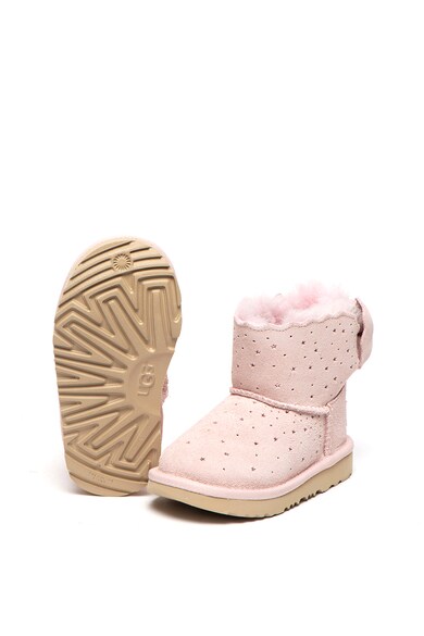 UGG Cizme impermeabile din piele intoarsa, cu aplicatie cu funda Mini Bailey Fete