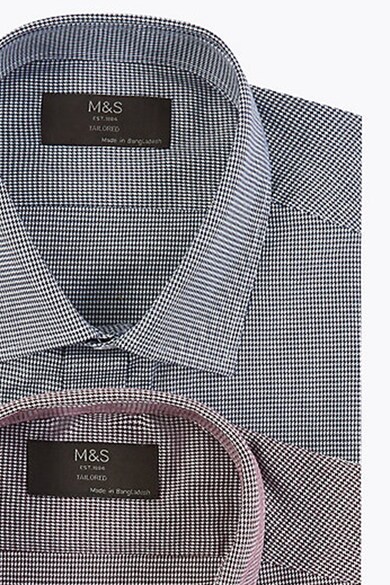 Marks & Spencer Set de camasi slim fit in carouri - 2 piese Barbati