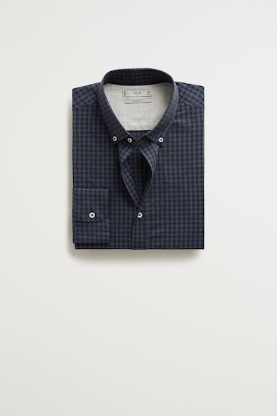 Mango Camasa slim fit cu model gingham Vichy Barbati