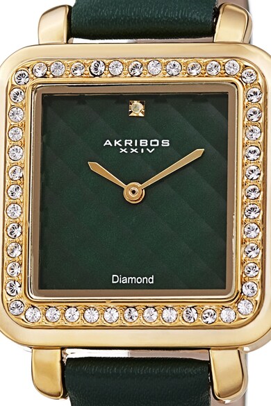 AKRIBOS XXIV Szögletes karóra gyémánt és Swarovski kristály díszítéssel férfi