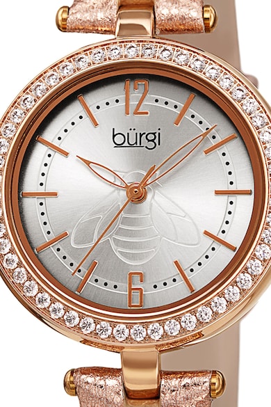 BURGI Ceas quartz analog cu o curea lucioasa si aplicatii din zirconia Femei