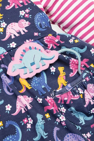 JoJo Maman Bebe Set de bluza in dungi si sarafan cu model cu dinozauri Fete