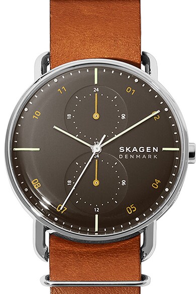 Skagen Ceas analog cu o curea de piele Barbati