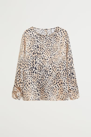 Mango Bluza vaporoasa cu animal print Pardo Femei