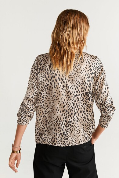 Mango Bluza vaporoasa cu animal print Pardo Femei