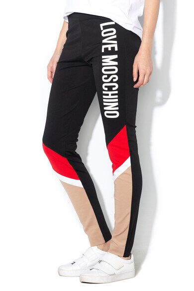 Love Moschino Pantaloni din jerseu cu model colorblock si logo W-1-491 Femei