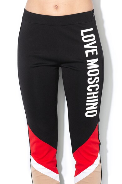 Love Moschino Pantaloni din jerseu cu model colorblock si logo W-1-491 Femei