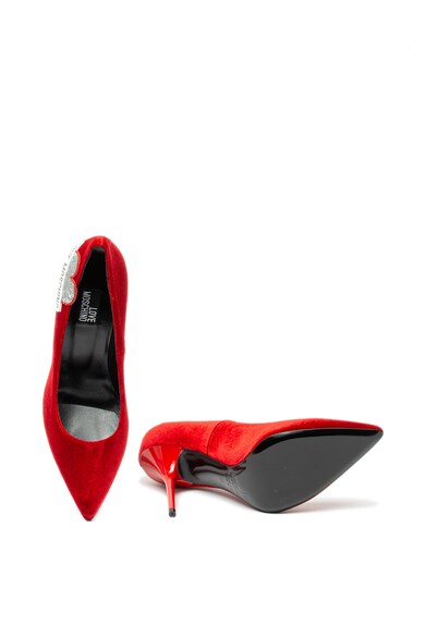 Love Moschino Bársonyos hatású tűsarkú cipő logós rátéttel női