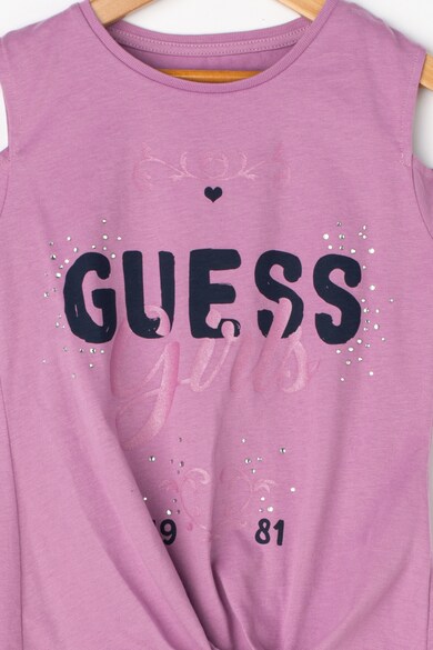 GUESS JEANS Tricou cu decupaje pe umeri si imprimeu logo Fete