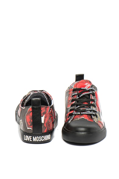 Love Moschino Tenisi de piele ecologica, cu model trandafir Femei