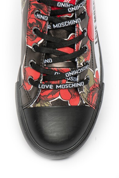 Love Moschino Tenisi de piele ecologica, cu model trandafir Femei