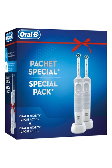 Oral-B Set 2 x Periuta de dinti electrica adulti  Vitality D100 Cross Action, 1 capat, Alb Femei