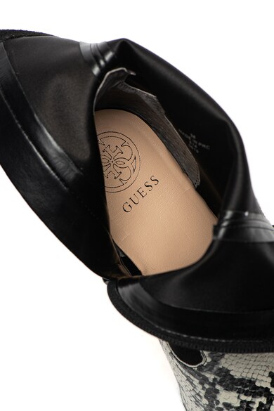 GUESS Botine de piele ecologica, cu imprimeu piele de reptila si garnituri textile Femei