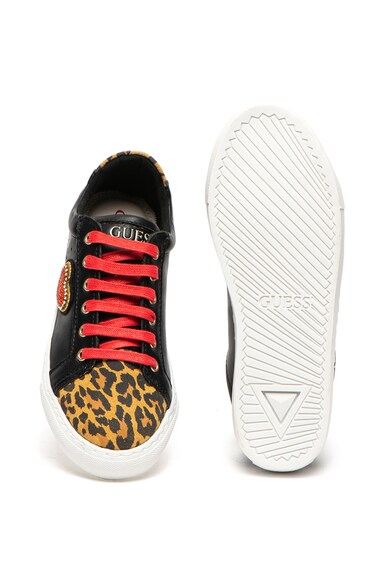 GUESS Pantofi sport de piele ecologica, cu garnituri animal print Fete